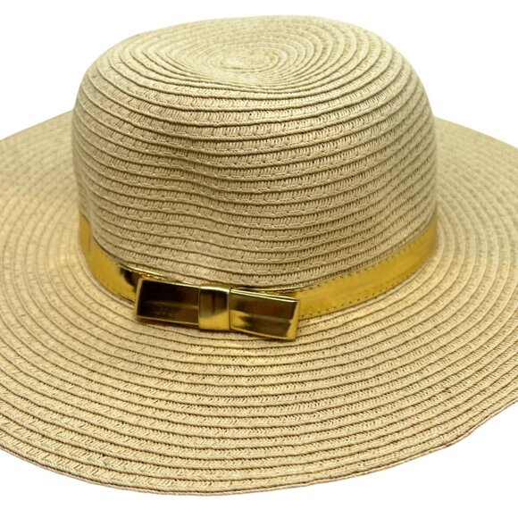 Janie and Jack Savanna Soiree Summer Hat W/ Gold Bow Accent 4-5T NWT - Picture 2 of 4